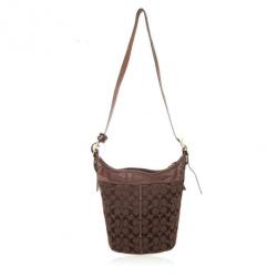 Pre Owned Coach Signature Bleecker Duffle Bucket Crossbody Bag