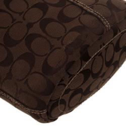 Pre Owned Coach Signature Bleecker Duffle Bucket Crossbody Bag