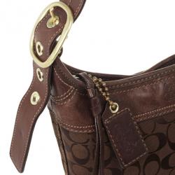 Pre Owned Coach Signature Bleecker Duffle Bucket Crossbody Bag