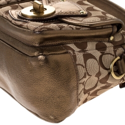 Pre Owned Coach Beige Signature Canvas and Leather Double Pocket Shoulder Bag