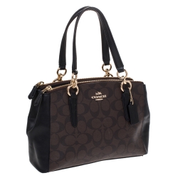 Coach Dark Brown/Black Coated Canvas Mini Christie Carryall Satchel