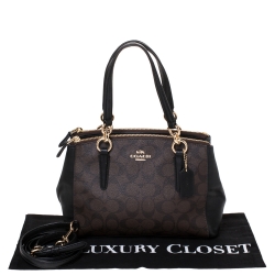 Coach Dark Brown/Black Coated Canvas Mini Christie Carryall Satchel