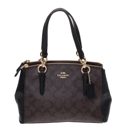 Coach Dark Brown/Black Coated Canvas Mini Christie Carryall Satchel