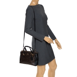 Coach Dark Brown/Black Coated Canvas Mini Christie Carryall Satchel