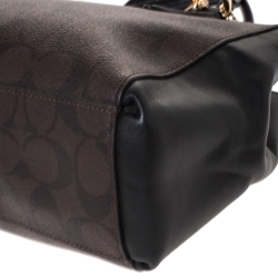 Coach Dark Brown/Black Coated Canvas Mini Christie Carryall Satchel