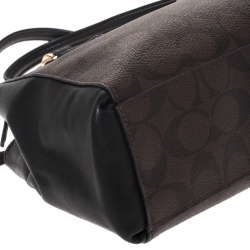 Coach Dark Brown/Black Coated Canvas Mini Christie Carryall Satchel