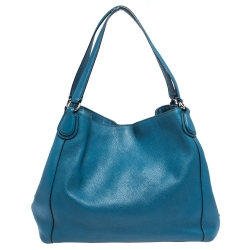 Pre Owned Coach Blue Leather Carriage Edie Shoulder Bag