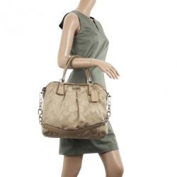 Pre Owned Coach Kristin Op Art Sateen Pleated Satchel