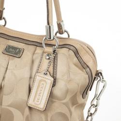 Pre Owned Coach Kristin Op Art Sateen Pleated Satchel