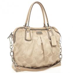 Pre Owned Coach Kristin Op Art Sateen Pleated Satchel