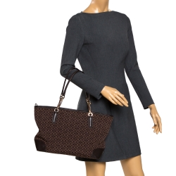 Coach Brown Signature Canvas and Leather Needlepoint Shopper Tote