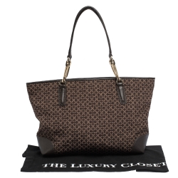 Coach Brown Signature Canvas and Leather Needlepoint Shopper Tote