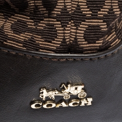 Coach Brown Signature Canvas and Leather Needlepoint Shopper Tote