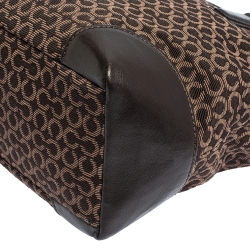 Coach Brown Signature Canvas and Leather Needlepoint Shopper Tote
