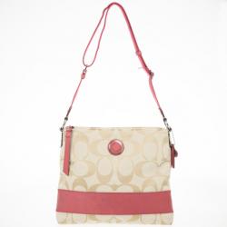 Pre Owned Coach Signature Stripe Cross Body Bag