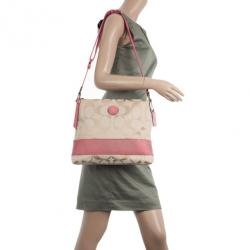 Pre Owned Coach Signature Stripe Cross Body Bag