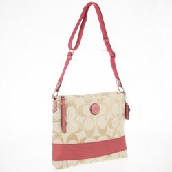 Pre Owned Coach Signature Stripe Cross Body Bag