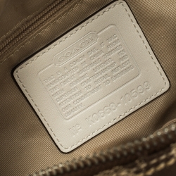 Pre Owned Coach Beige/White Signature Canvas and Leather Criss Cross Handle Hobo
