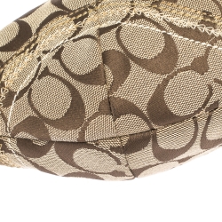 Pre Owned Coach Beige/White Signature Canvas and Leather Criss Cross Handle Hobo