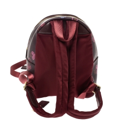 Coach Burgundy Printed Leather and Nylon Mini Charlie Backpack
