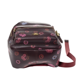 Coach Burgundy Printed Leather and Nylon Mini Charlie Backpack