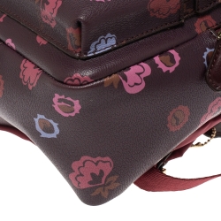 Coach Burgundy Printed Leather and Nylon Mini Charlie Backpack