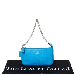 Pre Owned حقيبة صغيرة كوتش جلد أزرق فاتح