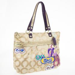 Pre Owned Coach Poppy Graffiti Appliqué Glam Tote
