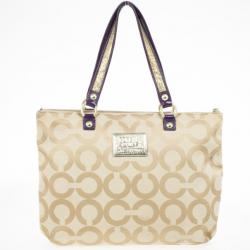 Pre Owned Coach Poppy Graffiti Appliqué Glam Tote