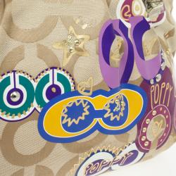 Pre Owned Coach Poppy Graffiti Appliqué Glam Tote