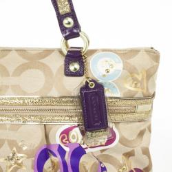 Pre Owned Coach Poppy Graffiti Appliqué Glam Tote