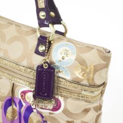 Pre Owned Coach Poppy Graffiti Appliqué Glam Tote