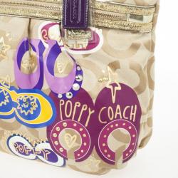 Pre Owned Coach Poppy Graffiti Appliqué Glam Tote
