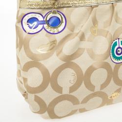 Pre Owned Coach Poppy Graffiti Appliqué Glam Tote