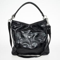 Pre Owned Coach Signature Stripe Black Leather Multifunction Diaper Tote