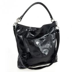 Pre Owned Coach Signature Stripe Black Leather Multifunction Diaper Tote