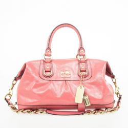 Pre Owned Coach Ashley Signature Pink Patent Leather Satchel