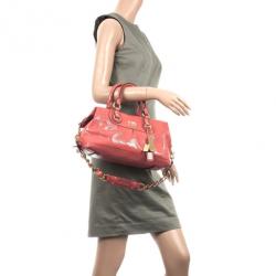 Pre Owned Coach Ashley Signature Pink Patent Leather Satchel