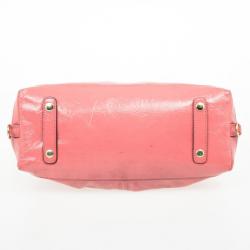 Pre Owned Coach Ashley Signature Pink Patent Leather Satchel