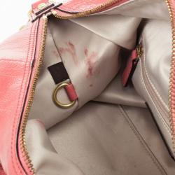 Pre Owned Coach Ashley Signature Pink Patent Leather Satchel