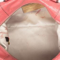 Pre Owned Coach Ashley Signature Pink Patent Leather Satchel