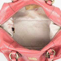 Pre Owned Coach Ashley Signature Pink Patent Leather Satchel
