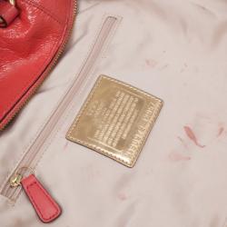 Pre Owned Coach Ashley Signature Pink Patent Leather Satchel