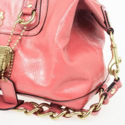 Pre Owned Coach Ashley Signature Pink Patent Leather Satchel