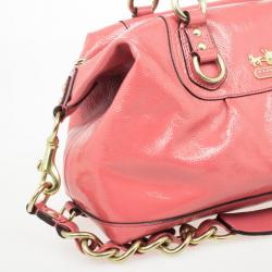 Pre Owned Coach Ashley Signature Pink Patent Leather Satchel