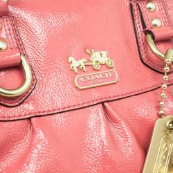 Pre Owned Coach Ashley Signature Pink Patent Leather Satchel
