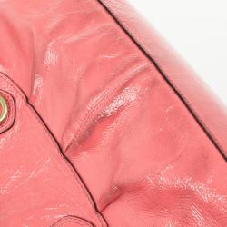 Pre Owned Coach Ashley Signature Pink Patent Leather Satchel