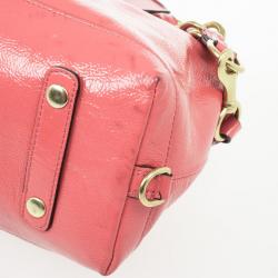 Pre Owned Coach Ashley Signature Pink Patent Leather Satchel