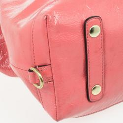 Pre Owned Coach Ashley Signature Pink Patent Leather Satchel