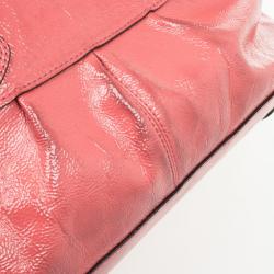 Pre Owned Coach Ashley Signature Pink Patent Leather Satchel